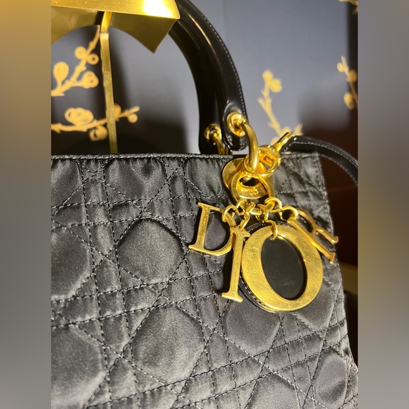 Dior Black Quilted Handbag with Gold Accents - Picture 6 of 16